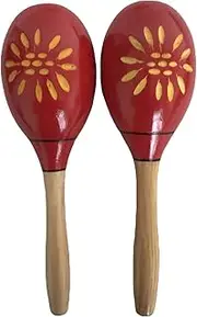 Mingzhe 1 Pair Wooden Maracas Sand Hammer Rumba Shakers Rattles Sand Hammer Percussion Instrument Musical for Kid Children Party Games