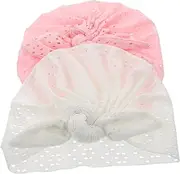 [BESTYASH] Infant Newborn Hats 2pcs Breathable Simple Design Outdoor Wide Brim Sun Hat