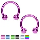Pair Titanium Plated Horseshoe Circular Ring Nose Tragus Lip Helix Piercing 16G