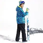 [7HAHA3] Boy's Snowboard Ski Jacket Pants Set Youth Snowsuit Children Hooded Leopard Ski Coat Outdoor Warm in -30°C (-22℉)
