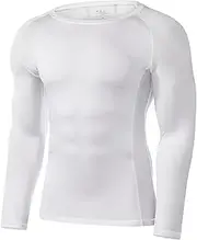 [Runhit] Men's Compression Long-Sleeve T-Shirt Athletic Compression Base Layer Cool Dry Workout Shirts Sports Running Tops (White,Medium)