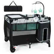 Costway Foldable Travel Cot Crib Playpen Bassinet Bed Portacot w/Carry Bag Black