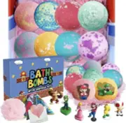 Bath Bombs for Kids: XXL Mario Bath Bombs Toys Inside Figures Super Shower
