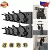 Stylish Rustic Coat Rack Wall Mount with Solid Wood and Antique Cast Iron Hooks