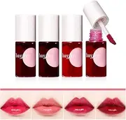 4 Colours Lip Tint Stain Set, Moisturising, Waterproof, Long-Lasting, Aqueous Lipstick Set, Velvet Natural Matte Lip Tint Stain Lip Colour Makeup (#1 SET)