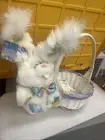 Giggle Bunny Stuffed Animal Toy Plush Rabbit White Blue Pink Vintage 1993 12"