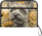YMXFXP Expandable Filing Folder Cute Chihuahua Floral, 13-Pocket Funny Cute Design with Sticky Labels, A4 Letter Size Document Organizer for Office, School, Boys, Girls