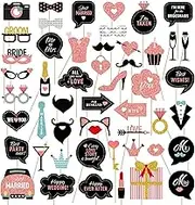 Wedding Photo Booth Props Funny Wedding Decorations for Reception Engagement Bridal Shower Party Decorations Selfie Photobooth Props 4 Colors Real Glitter 51 Pieces