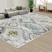 Style Pattern Grey Creamy Floor Area Abstract Rug Modern Large Carpet (185x185cm)