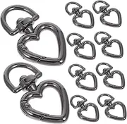 [TEMPNAP] 10pcs Heart Keychain Heart Shaped Carabiner Heart Carabiner Clip Heart Shape Locking Clip Heart Shaped Spring Clasp Metal Spring Buckle Metal Spring Snap Zinc Alloy Black