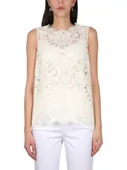 [Dolce & Gabbana] Dolce & Gabbana-Logoed Stretch Lace Top-Donna 40