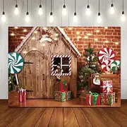 LTLYH 8X6ft Christmas Fabric Photography Backdrop Gingerbread House Candy Tree and Gifts for Kids Portrait Photo Studio Booth Photographer Props 119