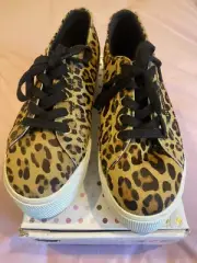 Superga Leopard Faux Fur Platform Sneakers 37 BNWT