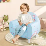 CostwayKids Sofa Toddler Upholstered Armchair with Spandex Fabric-Blue