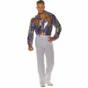 Underwraps Mens Disco Shirt Costume - Size XXLarge Multicolor Disco - Shirt Only