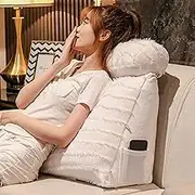 Triangular Backrest Pillow, Reading Pillow, Lumbar Neck Back Support Pillows, with Adjustable Neck Pillow, Headboard Ergonomic Reading Bed Rest Pillow (1 60x50cm)