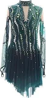 [Zagitova] Girls Ice Figure Skating Dress with Shiny Rhinestone Handmade Women Customizable Competition Dance Clothing