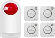 Strobe Siren Alarm Home Caring Loud Outdoor SOS Alert System 1 Red Flashing Siren,4 Remotes Panic Button, 4 Emergency Button for Store Home Hotel Jewelry Shop Security & Fire Alar