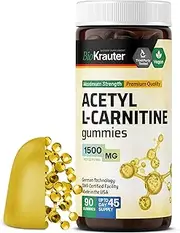 MauWe Herbs Acetyl L-Carnitine 1500mg Gummies - ALCAR for A Well-Balanced Body, Daily Energy Gummies for Immune System & Cognitive Function - Mango-Flavored Gummy, 90 Chews.