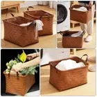 Brown Storage Basket Portable Home Storage New Woven Basket Laundry