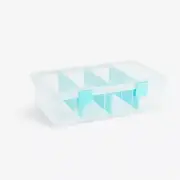Lego & Art Supply Organizer Box - 4 Clear Compartments, 8x4x14 inches, Blue - Pe