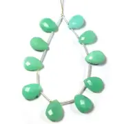 100%Natural Green Chalcedony Gemstone Pear Faceted Loose Beads 5" Jewelry making