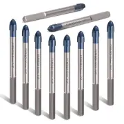 Glass and Tile Drill Bits 10Pcs Set, 1/4" Tungsten & Ti Carbide Tipped Drill ...