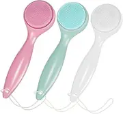 GANAZONO 3-piece Gentle Silicone Facial Cleansing Brush Set Handheld Exfoliator for Men Soft Face Scrubber for Hair Removal Body Scrub Detachable Heads for Easy Cleaning