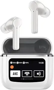 Touch Screen Earbuds Wireless Noise Cancelling In Ear Soft Headphones Bluetooth Inear Wireless Earphones TWS Wireless Charging Earbuds with Screen On Case ENC Ear Phones Bluetooth for iPhone Android