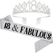 18Th Birthday Sash and Tiara for Girls, 18 & Fabulous Birthday Sash and Crown...