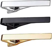 [TOGEVAL] Men's Tie Clips Set of 3 Silver Tie Bar Clips Business Suit Tie Clips for Men Stylish