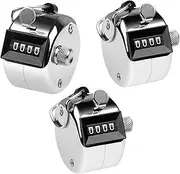 WADY 3pcs Handheld Tally Counter, 4 Digit Number Mechanical Palm Clicker Counter, Metal Hand Tally Counters, Hand Held Pitch Count Clickers for Lap, Sport Row,Coach,School Stadium,Office(NO Base)