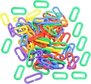 FONDOTIN 100pcs Plastic Chain Links for Birds Chewing Toy Accessories for Parrots Budgies Cockatiels Lovebirds Climbing Playing Cage Decoration
