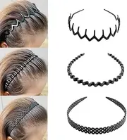 Zig Zag Headbands for Women Non Slip Zigzag Head Bands for Women's Hair Comb Headbands for Girls Wavy Headband with Teeth for Thick Thin Hair(3 Styles)