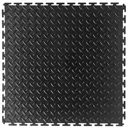 Garage Floor 18 x 18 inch Square Rubber Diamond Plate Interlocking Floor Tile...