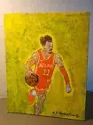 Yellow sports art acrylic of Trae Young on 8x10 canvas (OOAK) Limited 1/1 signed