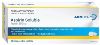APOHEALTH GENERIC ASPRO CLEAR PAIN RELIEF ASPIRIN SOLUBLE 60 TABLETS