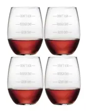 Susquehanna Glass Don't Ask Set Set of Four 21oz Stemless Glasses