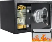 Safe Box With Key Lock,Waterproof and Fireproof Alloy Steel