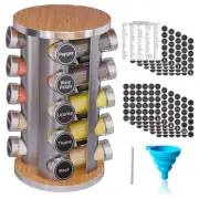 Revolving Spice Rack Set with 20 Spice Jars, Kitchen Spice Tower Organizer fo...