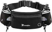 [Number-one] Running Belt with Water Bottles(2 x 175ML), Hydration Belt Waterproof Waist Pack Bag Fits iPhones Adjustable Sports Waist Pouch for Marathon Running Hiking Cycling