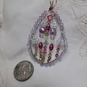 PENDANT JEWELRY WIRE WRAPPED VINTAGE BEADS #10