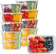 10-Pack 1L Airtight Food Storage Containers with Snap-On Lids – Leakproof & Reusable Meal Prep Containers – Microwave, Freezer & Dishwasher Safe – Durable for Leftovers & Food Storage