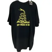 Don't Tread On Me T-Shirt Black & Gold Gadsden Flag Mens Short Sleeve Tee Shirt