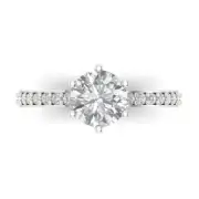 2.16ct Round Cut Accent Engagement Wedding Bridal Designer Ring 14K White Gold