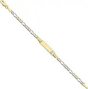 [JewelryWeb] 14ct Yellow Gold White Gold and Rose Gold Figaro 3 Plus 1 Links 3mm Lady Of Guadalupe Teen