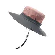 Bucket Hat Wide Brim Sun Hat Anti-UV Protection Hiking Fisherman Breathable Hat - Pink