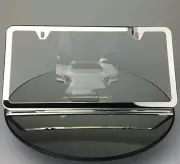 Slim 2 Holes Frame Holder Polish Stainless Steel License Plate Jaguar Fiat w/Cap