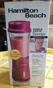 Hamilton Beach 51131 Single Serve Personal Blender with 14oz Travel Cup- Pink