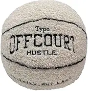 Offcourt Basketball Plush Pillow, 9.8 Inch Funny Basketball Shaped Throw Pillow, Fluffy Stuffed Football Soft Ball Sports Pillow Cushion Sofa Room Decoration Gift
